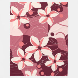 Cremeweißes und pfirsichrosa florales Muster Fleecedecke