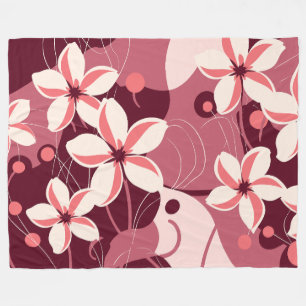 Cremeweißes und pfirsichrosa florales Muster Fleecedecke