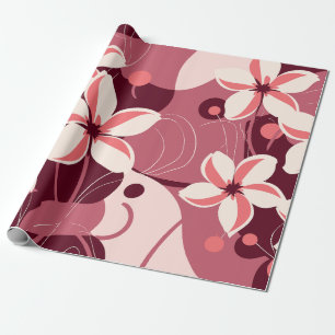 Cremeweißes und pfirsichrosa florales Muster Geschenkpapier