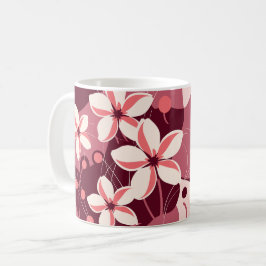 Cremeweißes und pfirsichrosa florales Muster Kaffeetasse