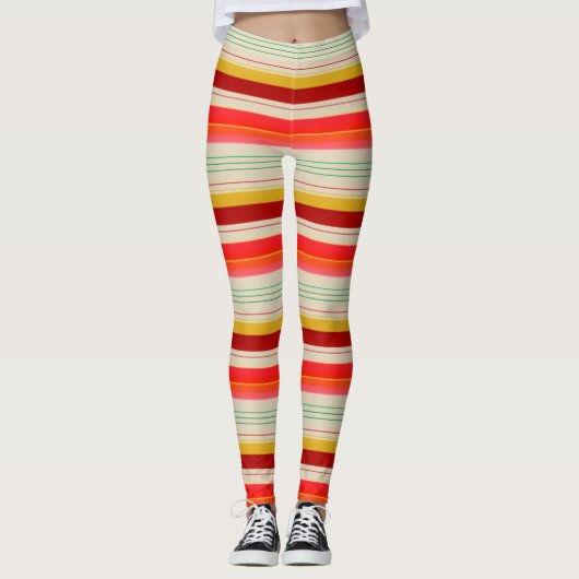 Cremige Leggings mit feinem Streifen (Vorderseite)
