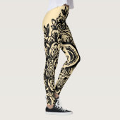 Cremmais mit schwarzem Damaskusmuster, athletisch Leggings (Rechts)