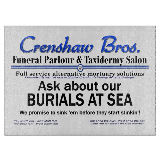 Crenshaw Bros Burial of Sea Promo Merch Schneidebrett (Vorderseite)
