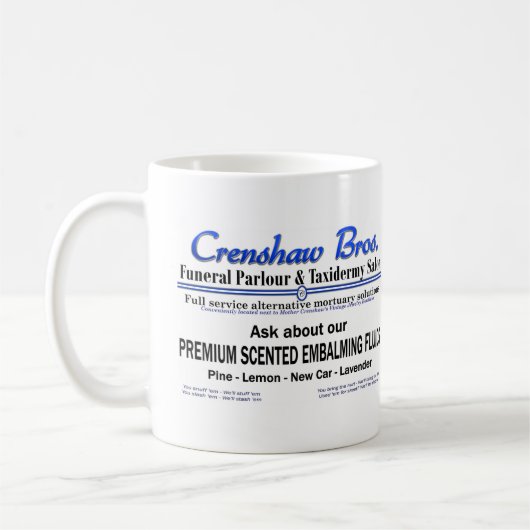 Crenshaw Bros Scented Embalming Fluid Promo Kaffeetasse (Links)