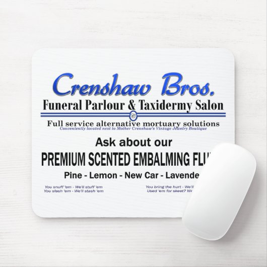 Crenshaw Bros Scented Embalming Fluid Promo Mousepad (Mit Mouse)