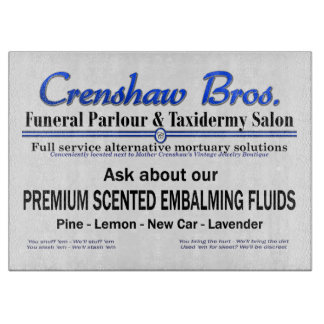 Crenshaw Bros Scented Embalming Fluid Promo Schneidebrett