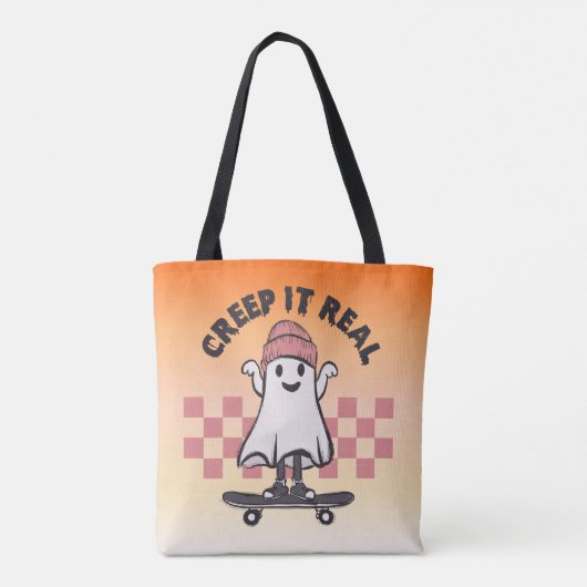 Crep it Real Skateboarding Ghost Orange Halloween Tasche (Rückseite)