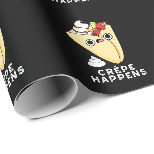 Crepe Happens Funny Food Pub Dark BG Geschenkpapier (Rolleneckpunkt)