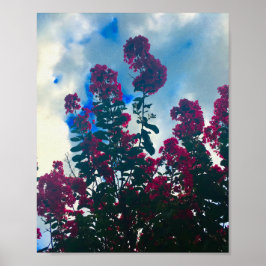 crepe myrtle on a cloudy day poster