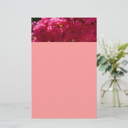 Crepe Myrtle Tree Magenta Floral Briefpapier (Stehend Vorderseite)