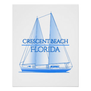Crescent Beach Coastal Nautical Sailing Sailor Poster
