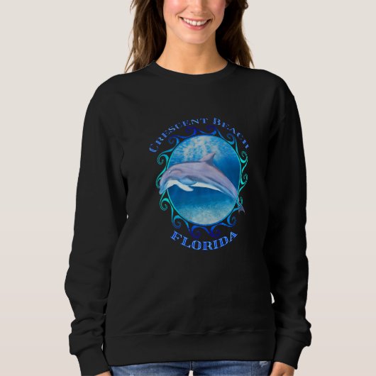 Crescent Beach Florida Urlaub Souvenir Dolphin Sweatshirt (Vorderseite)