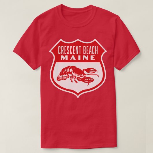 Crescent Beach Maine Retro Shield Red T-Shirt (Design vorne)