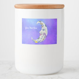 Crescent Decortion Moon farbenfrohe Gesicht Lila S Lebensmitteletikett