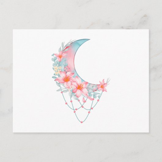 Crescent Floral Moon Postkarte (Vorderseite)