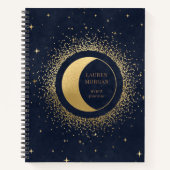 Crescent Gold Moon Monogram Notebook Notizblock (Vorderseite)