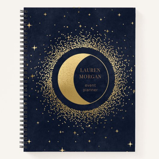 Crescent Gold Moon Monogram Notebook Notizblock (Vorderseite)