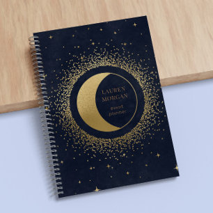Crescent Gold Moon Monogram Notebook Notizblock