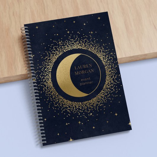 Crescent Gold Moon Monogram Notebook Notizblock