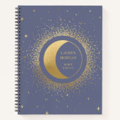 Crescent Gold Moon Personalisiert Monogram Noteboo Notizblock (Vorderseite)