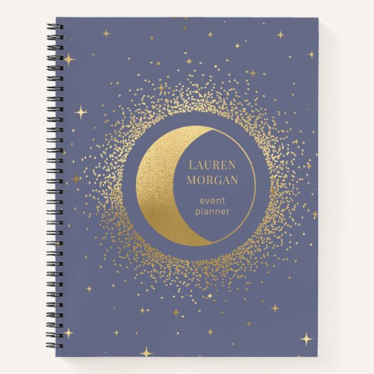 Crescent Gold Moon Personalisiert Monogram Noteboo Notizblock (Vorderseite)
