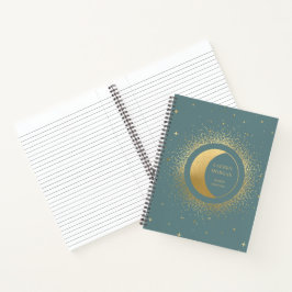 Crescent Gold Moon Personalisiert Monogram Noteboo Notizblock