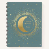 Crescent Gold Moon Personalisiert Monogram Noteboo Notizblock (Vorderseite)