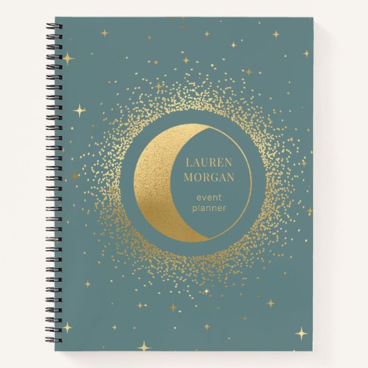 Crescent Gold Moon Personalisiert Monogram Noteboo Notizblock (Vorderseite)