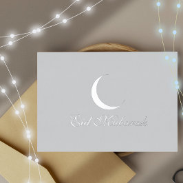 Crescent Luxury Silver Foil Eid Mubarak Card Folien Feiertagspostkarte