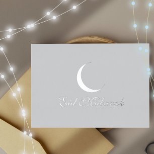 Crescent Luxury Silver Foil Eid Mubarak Card Folien Feiertagspostkarte