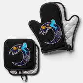 Crescent Moon Adventure Camping Ofenhandschuh & Topflappen-Set (Vorderseite/Rückseite)