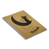 Crescent Moon and Black Cat Gold Notebook Notizblock (Rechte Seite)
