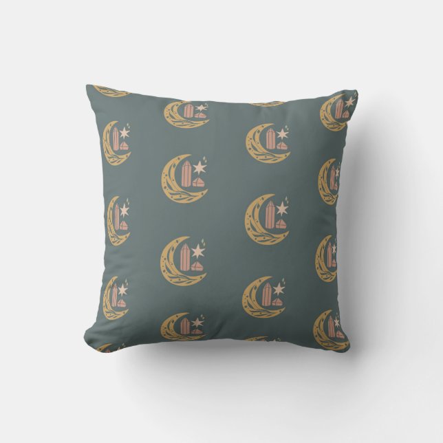 Crescent Moon and Crystal Pattern Kissen (Vorderseite)