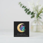 Crescent Moon and Crystals Square Business Card Quadratische Visitenkarte (Stehend Vorderseite)