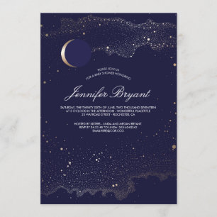 Crescent Moon and Night Stars Kinderdusche Einladung