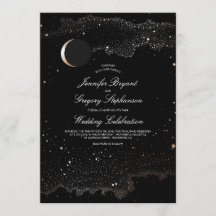Crescent Moon and Night Stars Moderne Hochzeit
