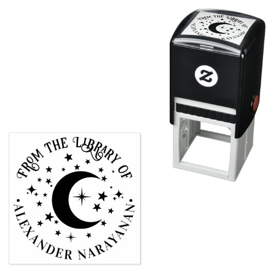 Crescent Moon and Stars "From the library" Name Permastempel (Beispiel)
