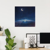 Crescent Moon aus dem All - Pastellfarben Poster (Heimbüro)