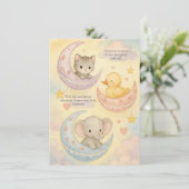 Crescent Moon Baby Animals Baby Dusche New Baby Dankeskarte (Stehend Vorderseite)