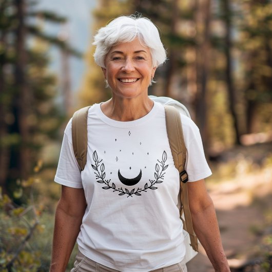 Crescent Moon & Blätter Boho Line Art Tri-Blend Shirt