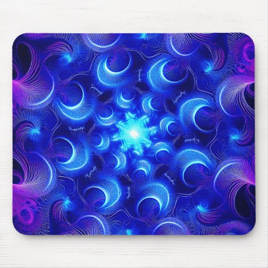 Crescent Moon Blue Fractals Mousepad (Vorne)