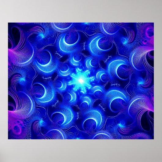 Crescent Moon Blue Fractals Poster (Vorne)