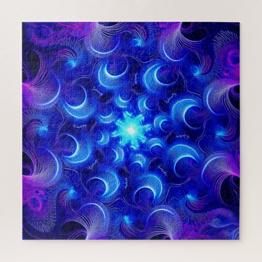 Crescent Moon Blue Fractals Puzzle (Vertikal)