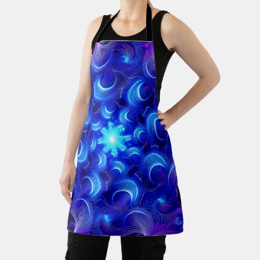 Crescent Moon Blue Fractals Schürze (InSitu)