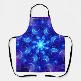 Crescent Moon Blue Fractals Schürze