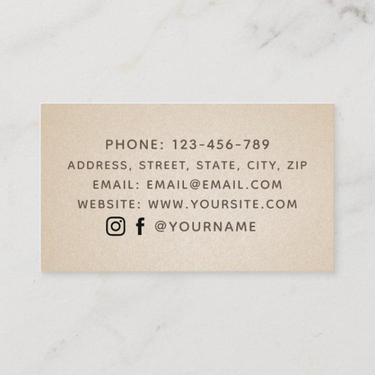 Crescent Moon & Boho Hände Massagetherapeut Brown Visitenkarte (Rückseite)