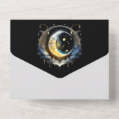 Crescent moon bridal couple silhouette celestial all in one einladung (Rückseite)