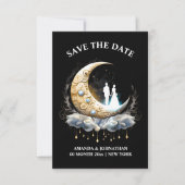 Crescent moon bridal couple silhouette celestical save the date (Vorderseite)