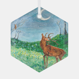 Crescent Moon Buck Ornament Aus Glas