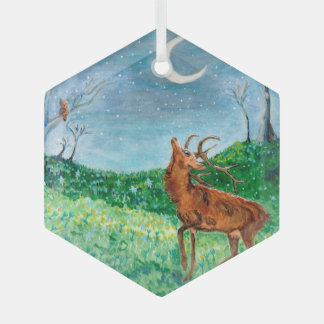 Crescent Moon Buck Ornament Aus Glas